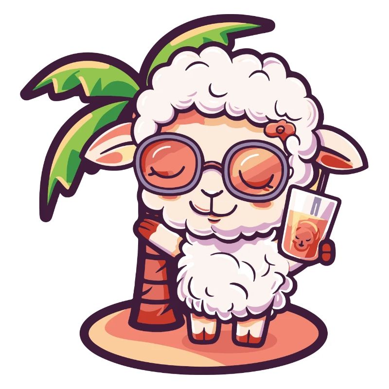 Sheep Summer Beach Comic