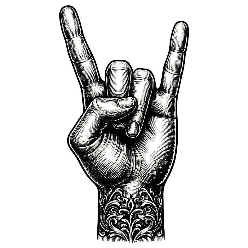 Rock on Hand avec des cornes de diable