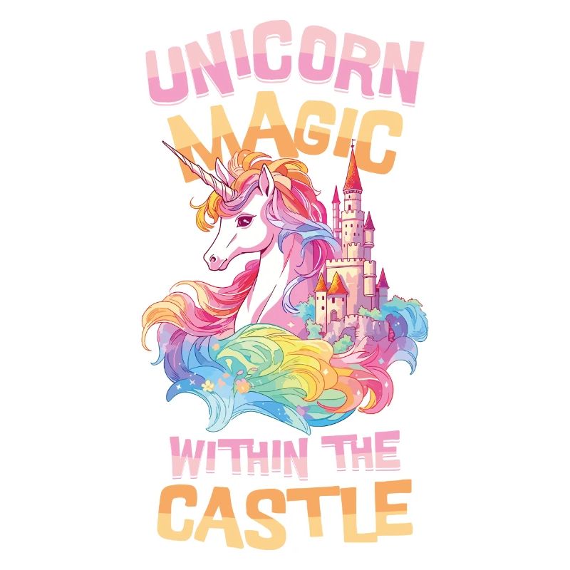 Unicorn, Rainbow, Castle, Multicolorful, Magic, Fantasy