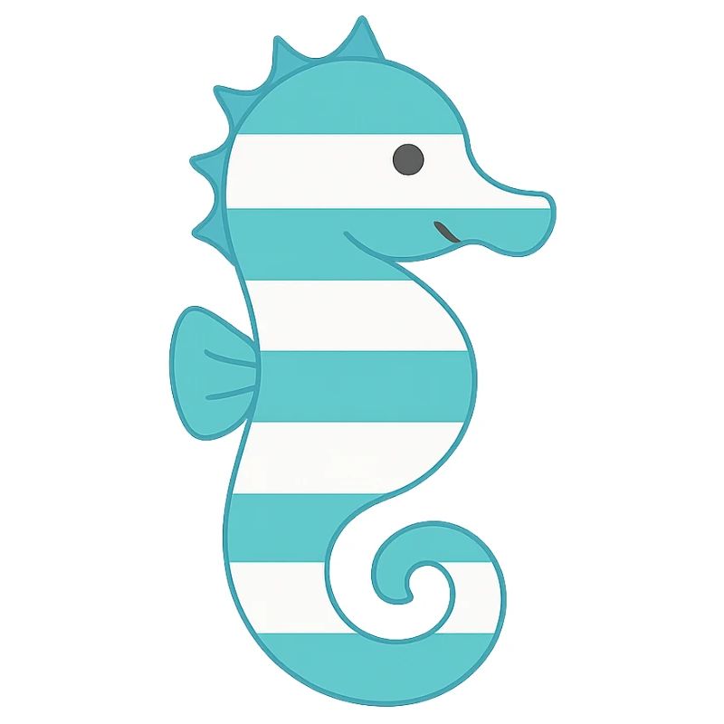 Hippocampe turquoise rayé