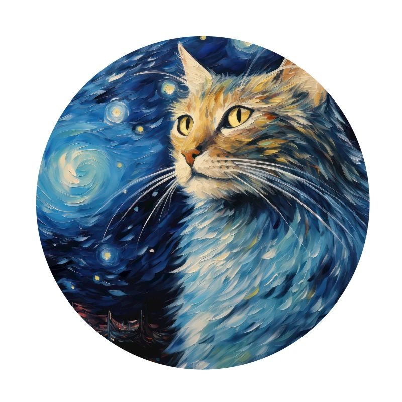 Chat, Motif De Chat, Van Gogh, Nuit Étoilée
