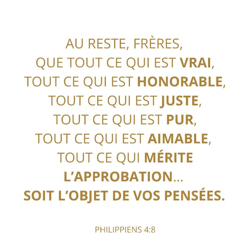 PHILIPPIENS 4:8 - VERSET DE LA BIBLE - Couleur or