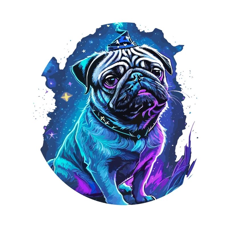magic pug dog with magic hat