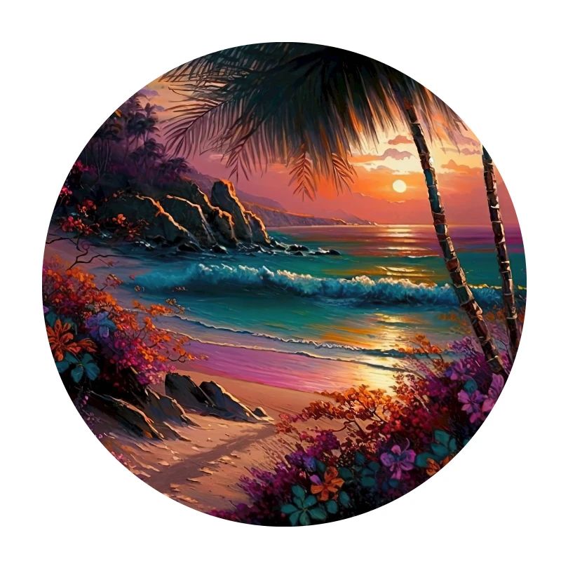 Conception colorée du coucher de soleil de la plage de l’île tropicale