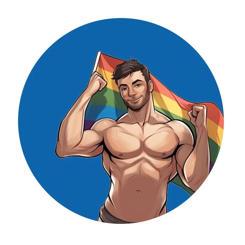 Mann mit Regenbogenflagge