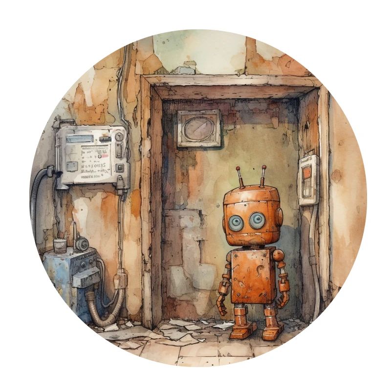 Old rusty abandoned robots