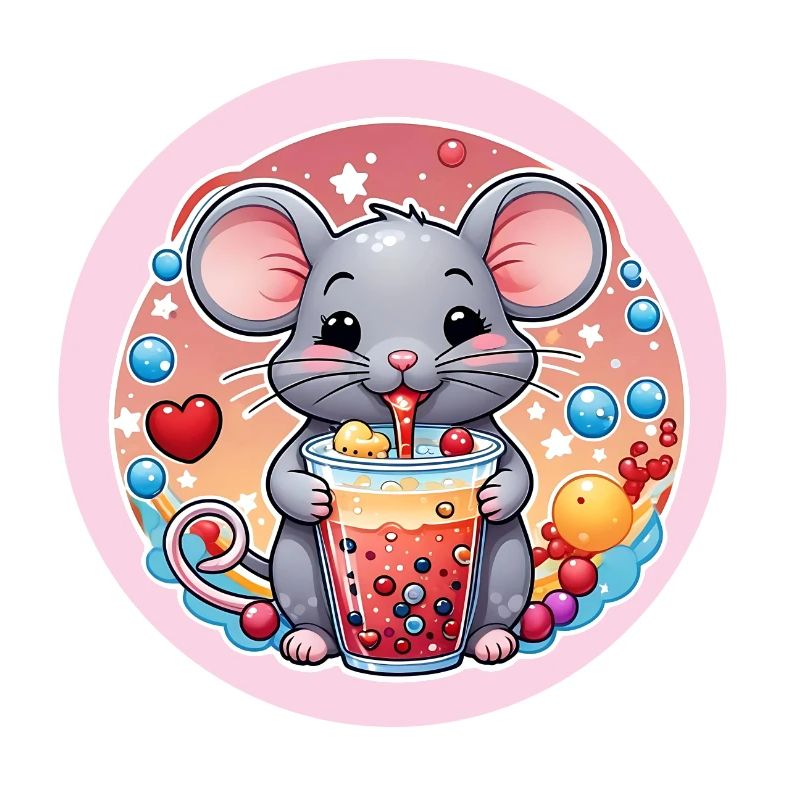 Little Cute Mouse with Refreshment and Straw