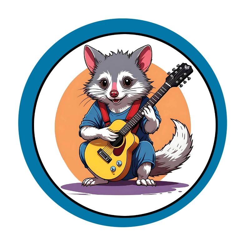 Funny singing opossum with guitar