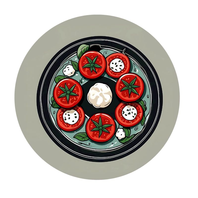 Tomates et mozzarella dans l’assiette