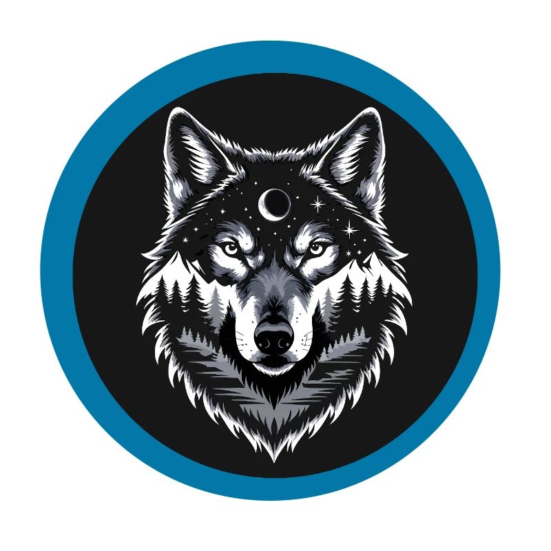 Black Wolf Wolf Portrait. Wolf design