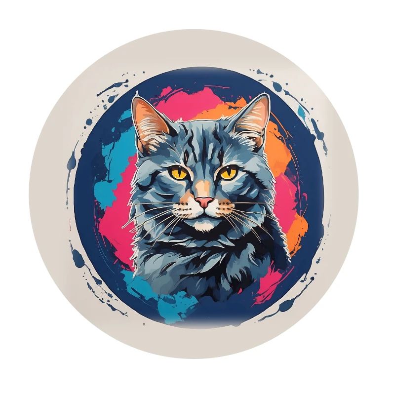 Portrait de chat mignon en technique d'aquarelle dans un cercle