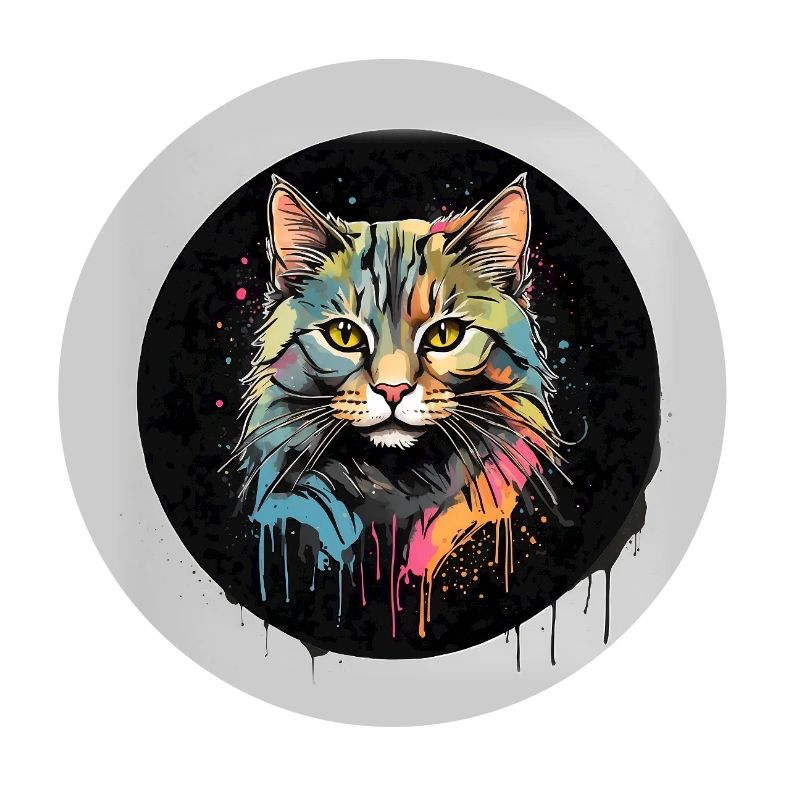 Portrait de chat mignon en technique d'aquarelle dans un cercle