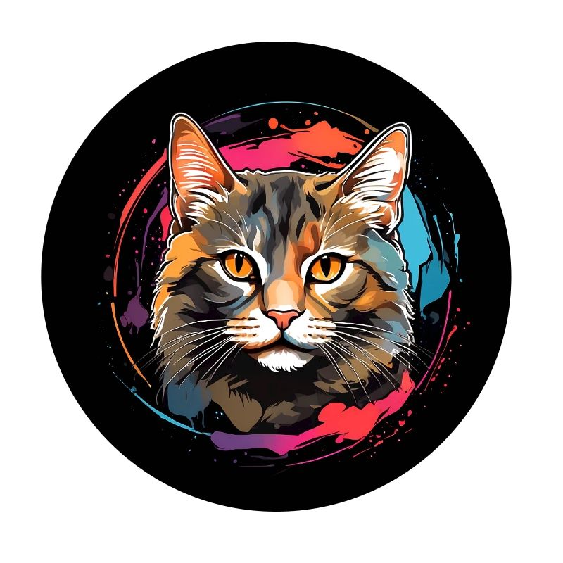 Portrait de chat mignon en technique d’aquarelle en cercle
