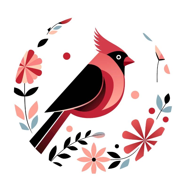 Cardinal et fleurs