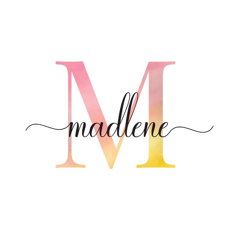 M | Monogramme | Nom | Madlene |Aquarelle