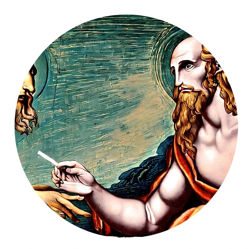 Apostel raucht eine Zigarette