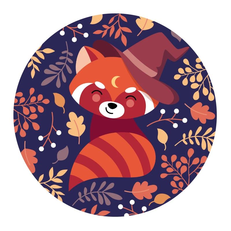 red panda with autumn pattern