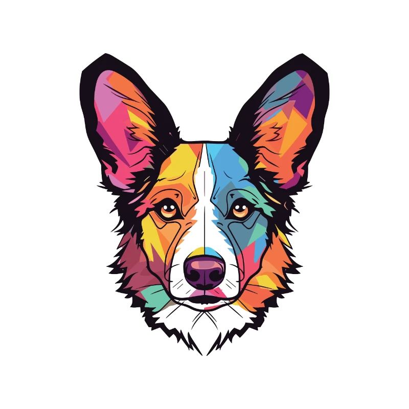 Strickjacke Welsh Corgi Hunderasse buntes Aquarell