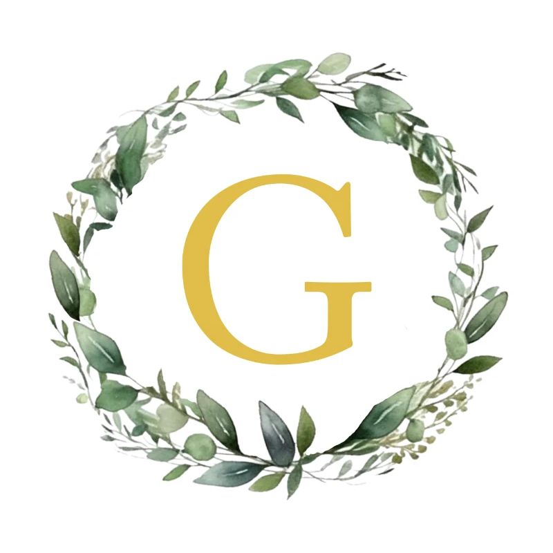 G monogramme, couronne d’Eucalyptus