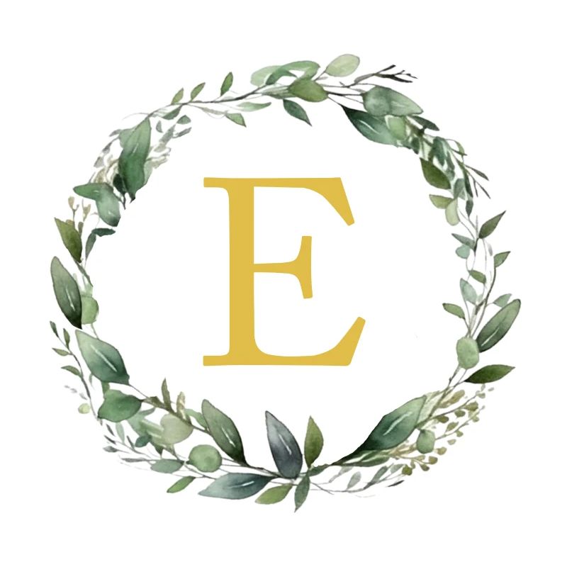 E Monogram, Eucalyptus Wreath