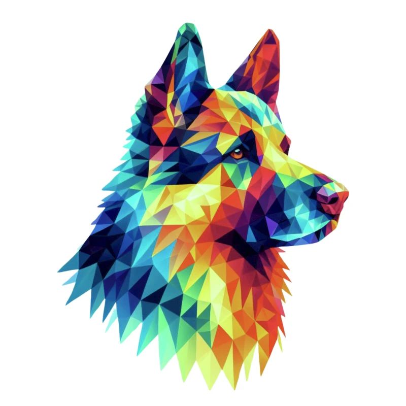 Modern geometric dog muzzle: German Shepherd wolf