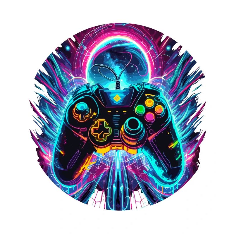 Vibrant Neon Retro Gaming Controller