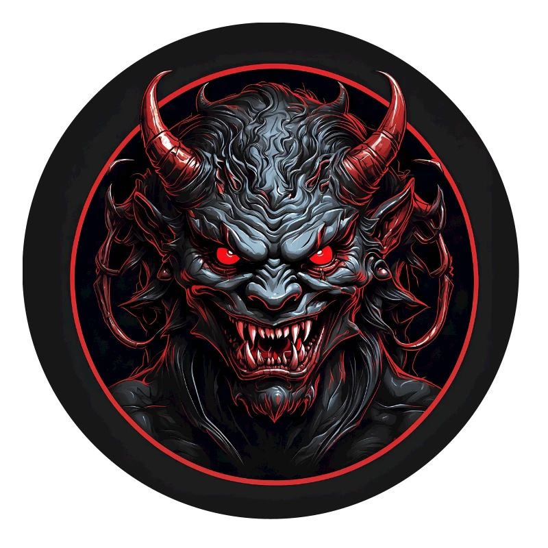 Devil with red glowing eyes