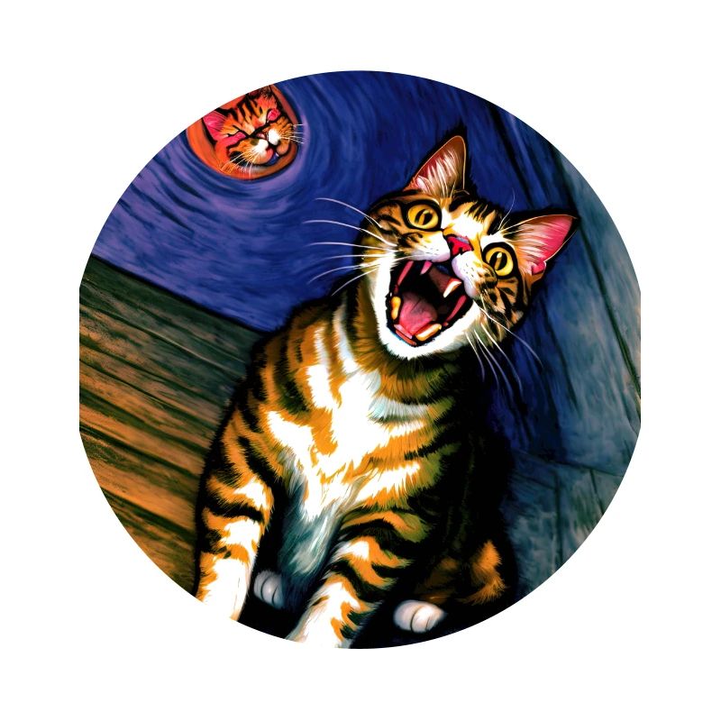 Impressionistic Funny Cat Screaming Impressionism