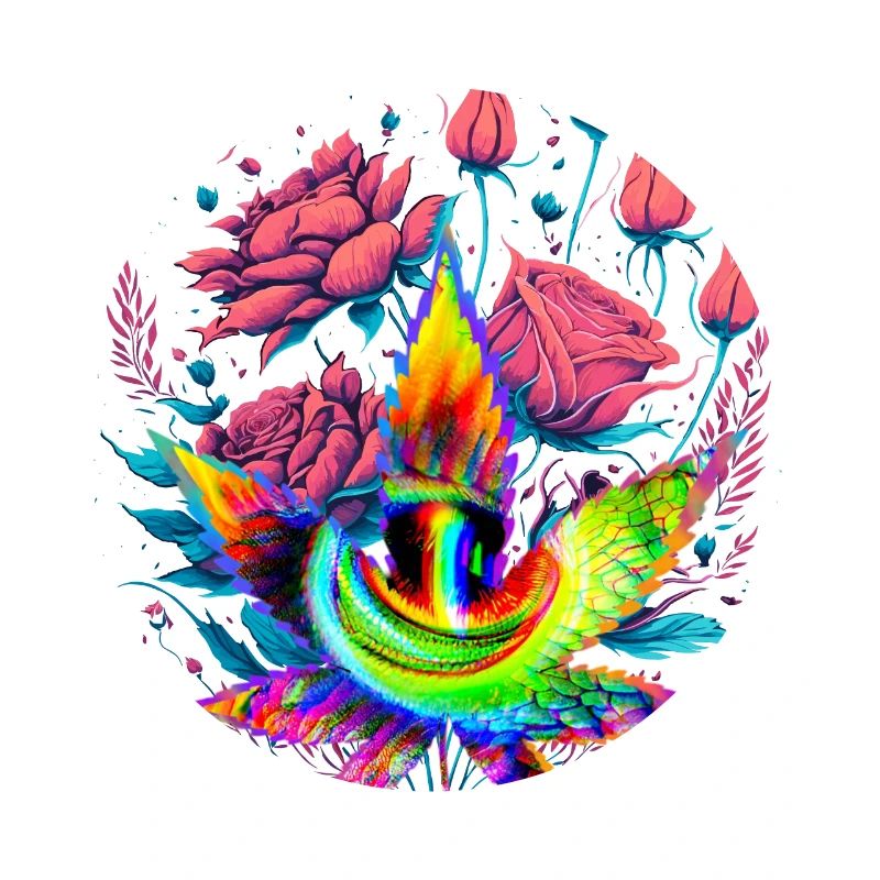Psychedelic cannabis leaf with dragon eye
