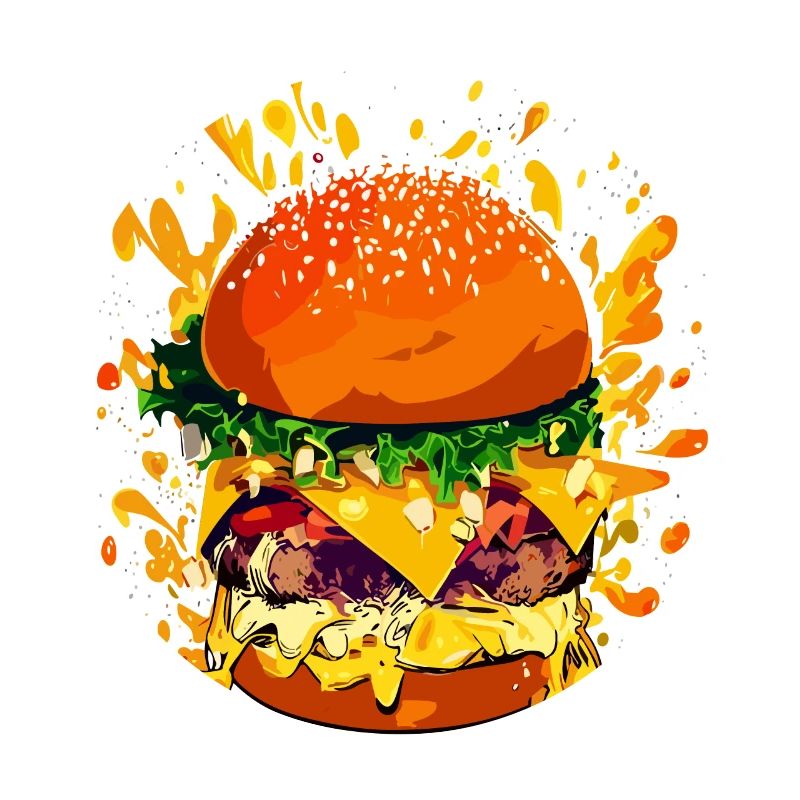 Extravaganter Cheeseburger mit Käse Splatter