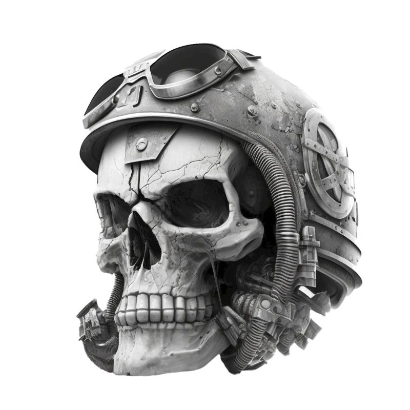 Crâne avec casque