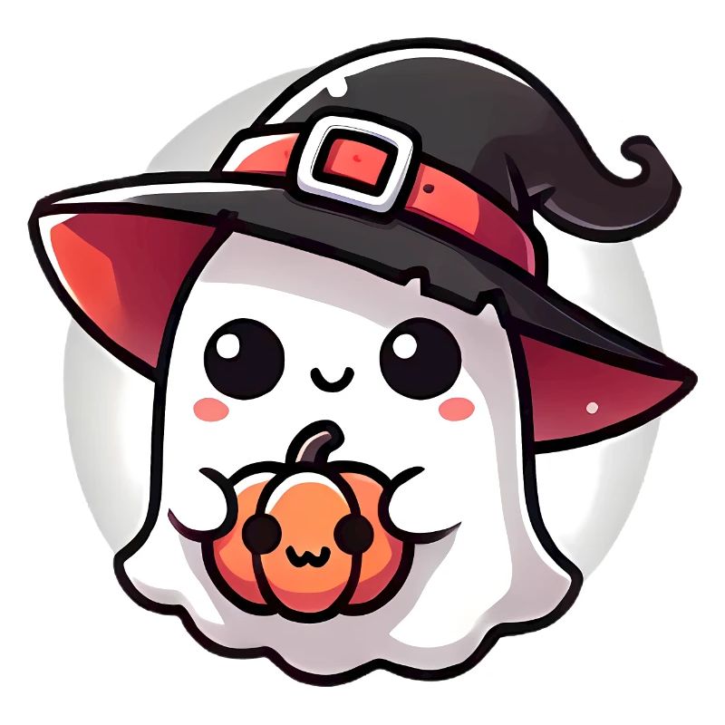 Fantôme d’Halloween mignon avec chapeau de sorcière