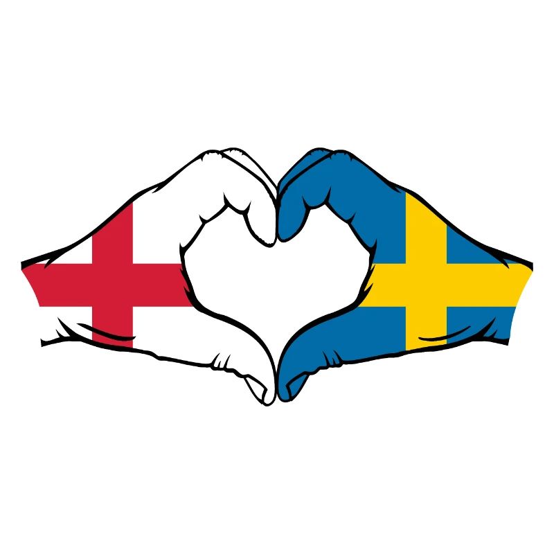 Angleterre Suède Drapeau Mains Coeur Forme