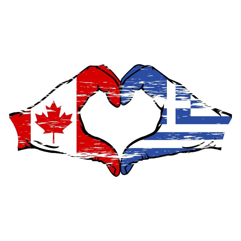 Canada Grèce drapeau mains coeur forme utilisé
