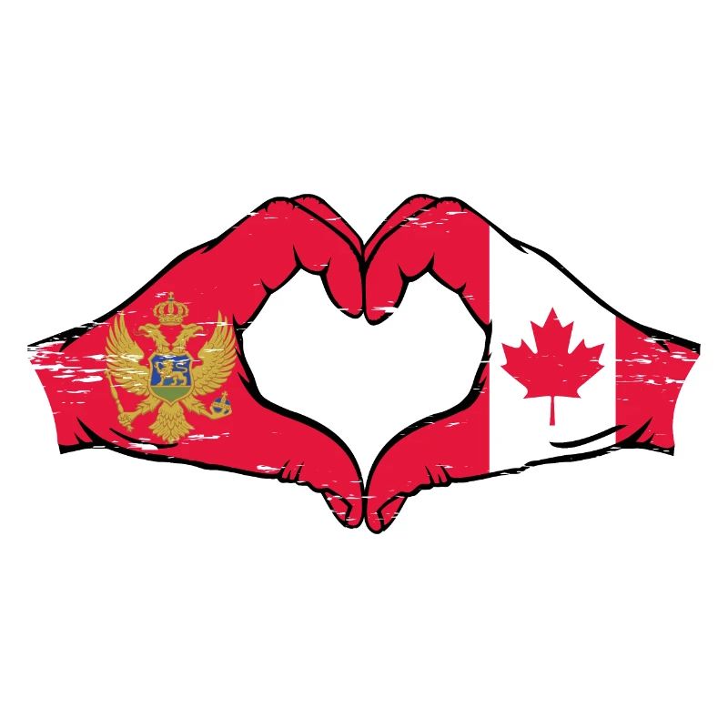 Monténégro Canada drapeau mains forme coeur utilisé