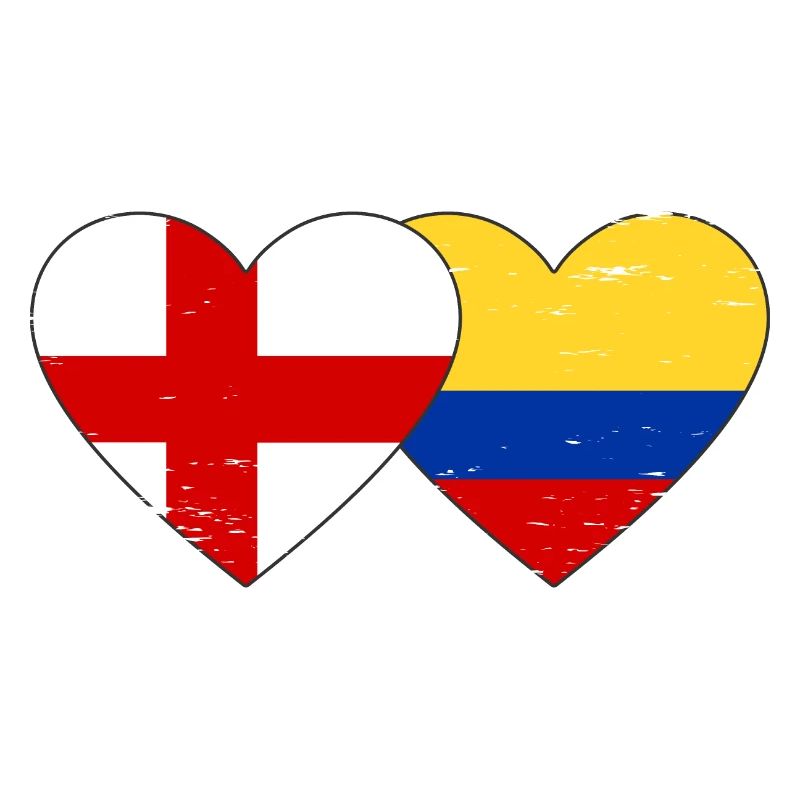 Angleterre Colombie drapeau coeur utilisé