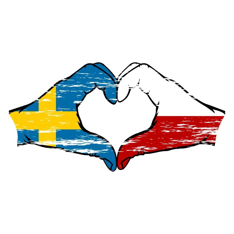 Suède Pologne Drapeau Forme de coeur Utilisé