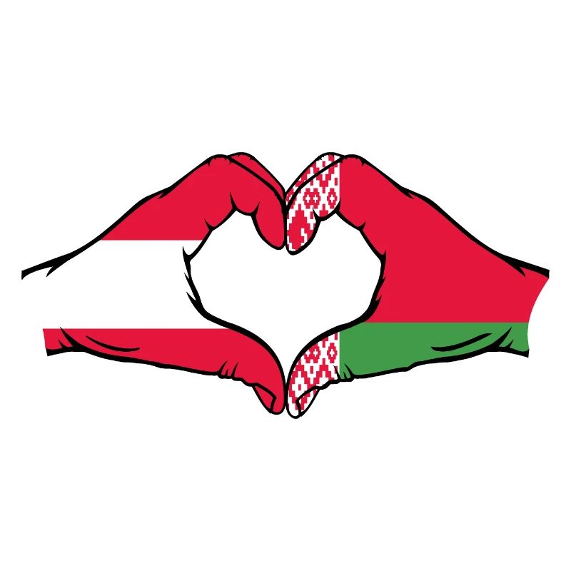 Austria Belarus Flag Hands Heart Shape