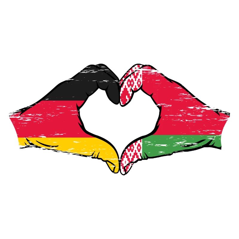 Germany Belarus Flag Hands Heart Shape Used