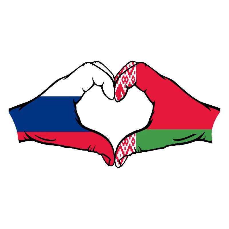 Russie Biélorussie Drapeau Mains Coeur Forme
