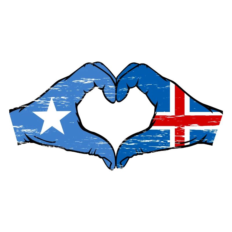 Drapeau de l’île de Somalie mains forme de coeur utilisé