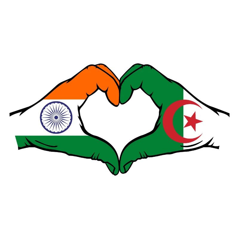 Inde Algérie Drapeau Mains Coeur Forme