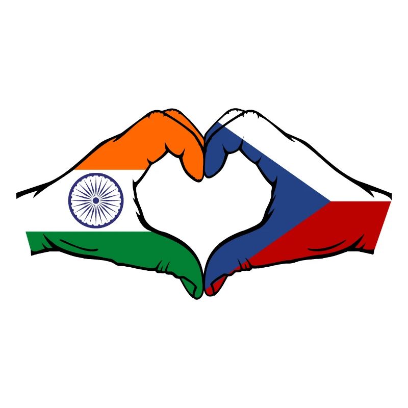 Inde République tchèque drapeau mains coeur forme