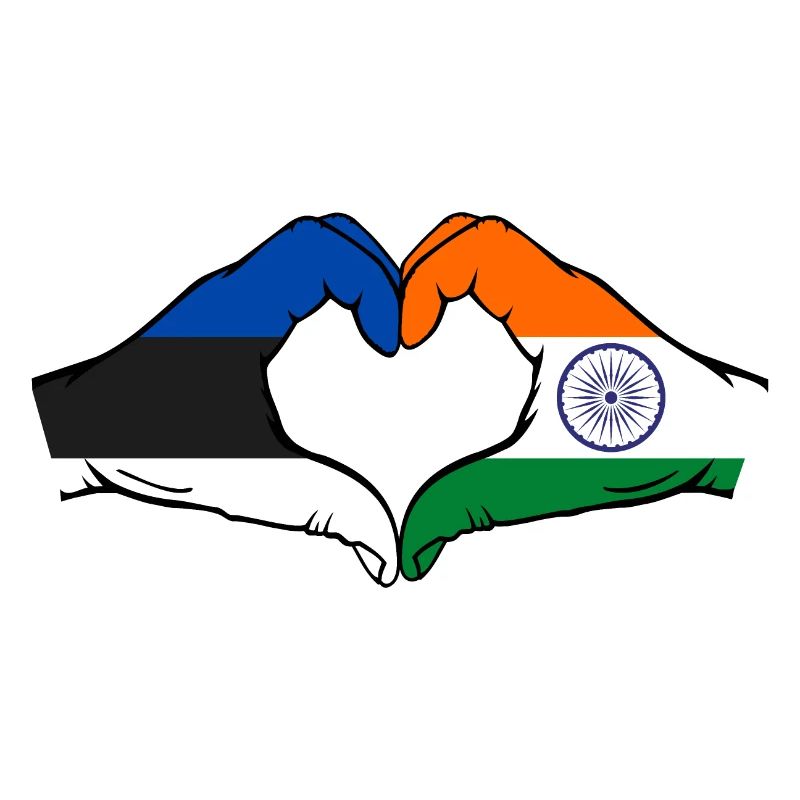 Estand Inde Drapeau Mains Forme Coeur