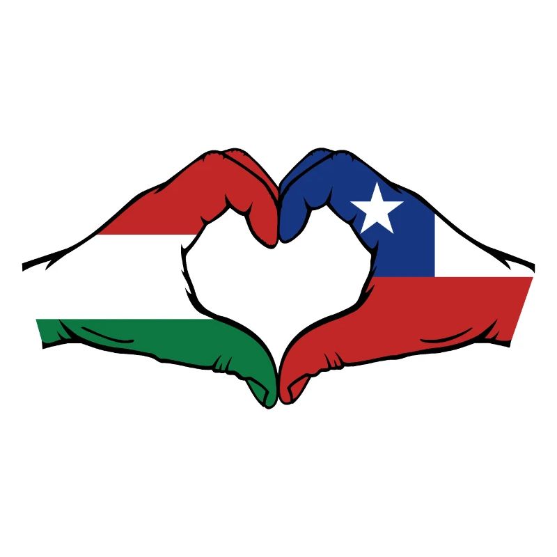 Hungary Chile Flag Hands Heart Shape