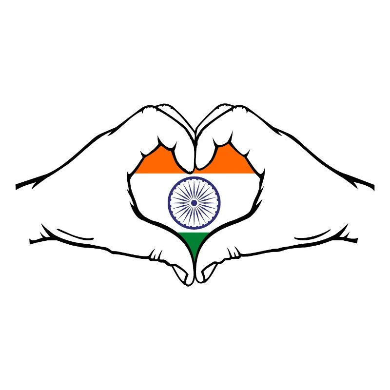 Drapeau de l’Inde Mains Coeur Forme