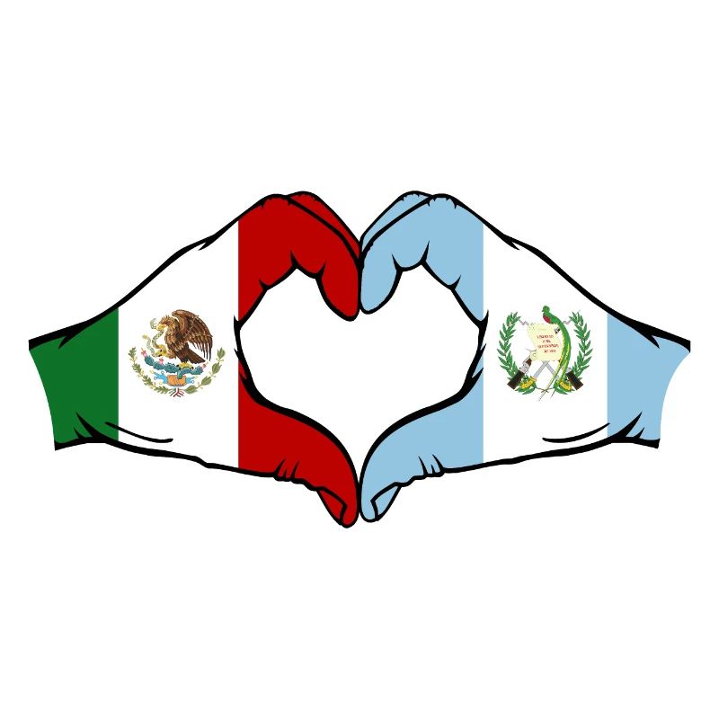 Mexico Guatemala Flag Hands Heart Shape