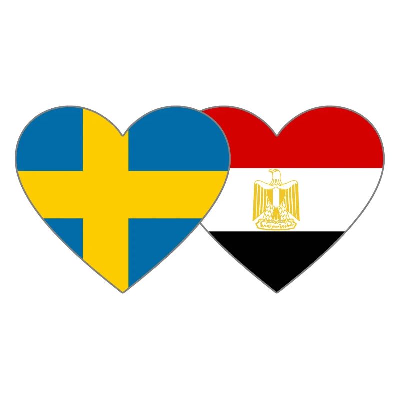Suède Égypte Drapeau Mains Coeur Forme