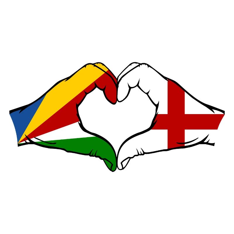 Seychelles England Flag Hands Heart Shape