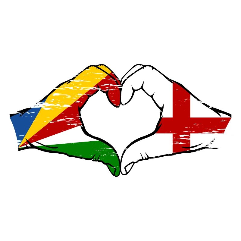 Seychelles Angleterre drapeau mains forme de coeur utilisé